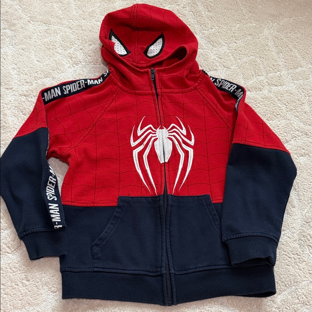 Spider-Man Red & Navy Hooded Zip Jacket size 7